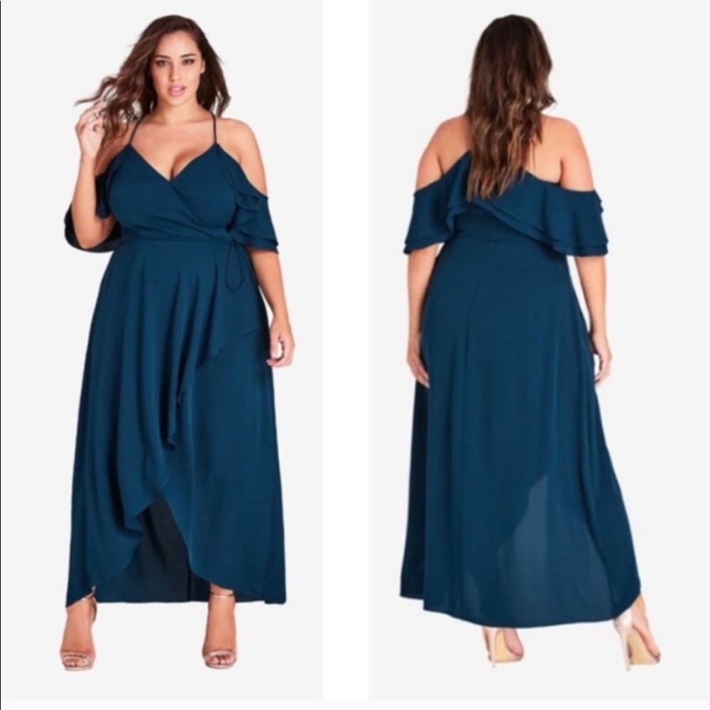 City Chic Miss Jessica Maxi Dress Emerald Size 16